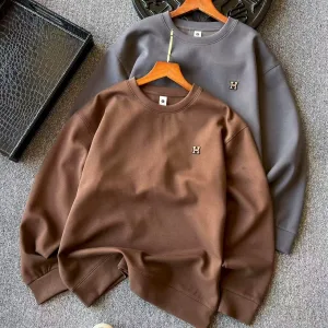 Reps Hermes Sweatshirt Red Cotton Silk Acrylic Milk Honeycomb Weave Simple Design Premium Luxury