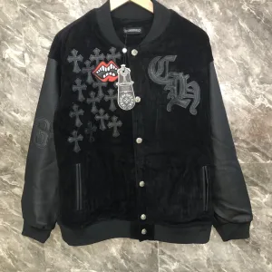 Luxury AAA Chrome Hearts Jacket Silver Sheepskin Corduroy Embroidery