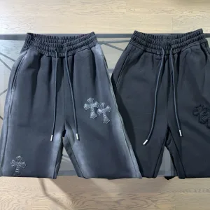 AAA Chrome Hearts Trousers Red Cotton High Weight Fabric Embroidery Leather Patch