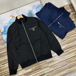 High Quality Reps Prada Coat Blue Polyester Fiber Daily Commute High-End Quality Autumn