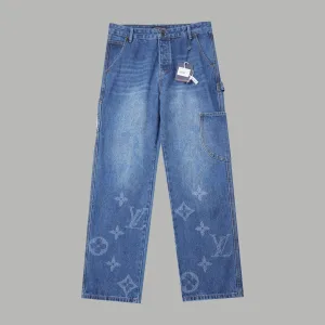 High Quality Louis Vuitton Trousers Red Jacquard Spring Summer Embroidery