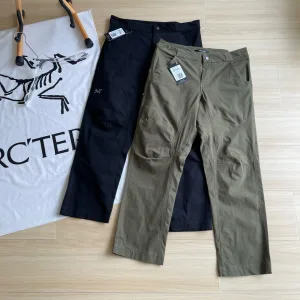 High Quality Archaeopteryx Trousers Green Cotton Pure Down Nylon Spandex Mesh Relaxed Fit Embroidery Patch