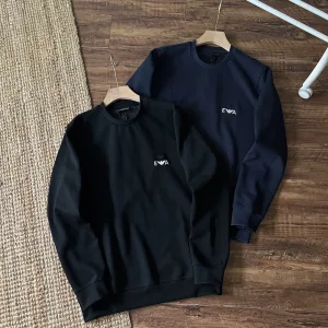AAA Super Clone Armani Hoodie Red Cotton Plain Weave Air Layer Autumn Fabric Loose Cut Embroidery
