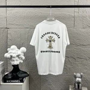 Reps Chrome Hearts Short-Sleeved T-Shirt Black Cotton Spring Summer Embroidery Hot Stamping