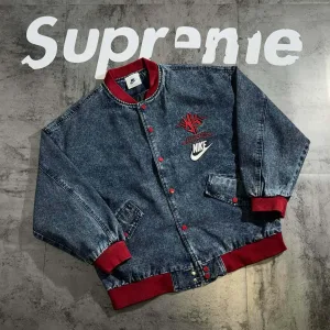 Luxury AAA Nike Jacket Red Denim Autumn