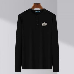 Designer 1:1 Prada Cotton Long-Sleeved Polo Shirt For Autumn