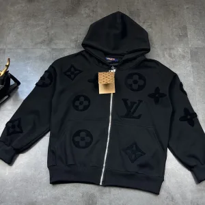 Designer Super Clone Louis Vuitton Coat Ash Eva Cotton Velvet Distressed Jeans Streetwear Autumn Winter And Embroidery Side Pockets
