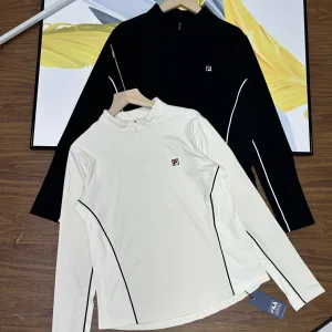 Super Clone Fila Long-Sleeved Shirts Black Eva Cotton Down Daily Commute Autumn