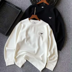 High Quality Designer Prada Hoodies Red Cotton Silk Milk Honeycomb Weave Simple Design White Sophistication