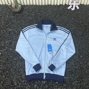 High Quality Adidas Coat Blue Jacquard Autumn Winter Early