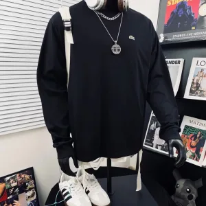 Reps AAA Lacoste Hoodie Red Cotton Exquisite Workmanship Autumn Embroidery