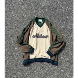 High Quality Designer Adidas Long-Sleeved Green Woven Fabric Exquisite Workmanship Art Graffiti