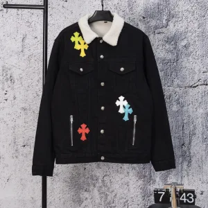 Super Clone Chrome Hearts Outerwear Ash Sheepskin Suede Denim