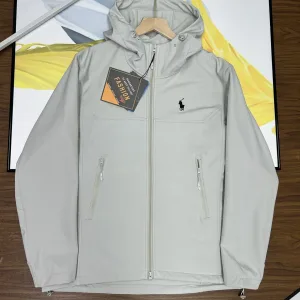 AAA Ralph Lauren Outerwear Red Fleece Adjustable Drawstring Patch Zippered Pocket Windproof Cuffs