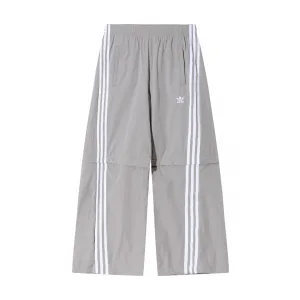 Designer Adidas Wide-Leg Pants Red Polyester Lace Embroidery Heavy