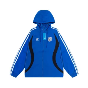 High Quality AAA Adidas Outerwear Blue Polyester Fiber Lace Autumn Embroidery Heavy