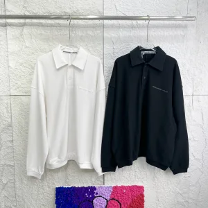 AAA Alexander Wang Long-Sleeved Black Cotton Woven Fabric Rubber Winter