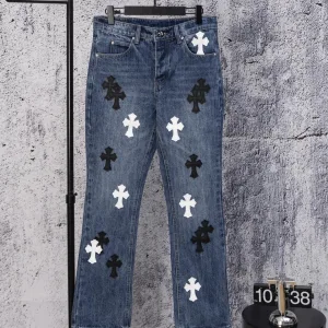 Super Clone Reps Chrome Hearts Jeans Red Denim Street Style Sophistication Slim Fit