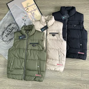 Reps Luxury Prada Jackets Red Down Easy To Match Winter Slim Fit Zippered Pocket