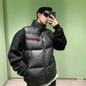 Super Clone Prada Outerwear Red Eva Goose Down Nylon Microfiber Fabric