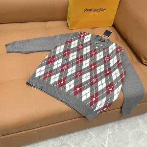 Luxury AAA Louis Vuitton Sweater Red Wool Jacquard