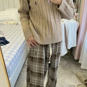 AAA Designer Ralph Lauren Trousers Red Retro Plaid
