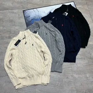 Super Clone Ralph Lauren Long-Sleeved Shirts Red Eva Cotton Cable Knit Soft And Smooth Exquisite Workmanship High-End Style Spring Autumn Early