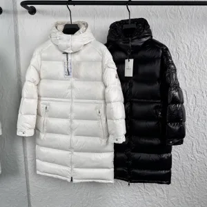 Super Clone Reps Moncler Long-Sleeved Down Jacket Black Feather Goose Winter Glossy Fabric