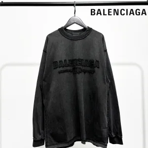 High Quality Balenciaga Long-Sleeved T-Shirt Red Cotton Pure Autumn Neckline Stitching