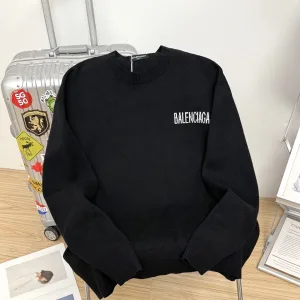 High Quality Luxury Balenciaga Sweater Black Wool Jacquard