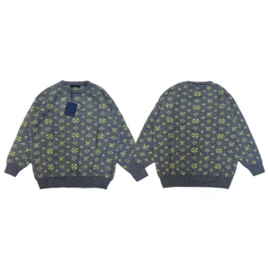 Luxury Designer Louis Vuitton Sweater Green Wool Blend Jacquard
