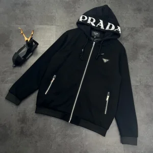 Luxury High Quality Prada Jacket Black Minimalist Style Spring Autumn Winter Early