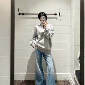 Super Clone Luxury Ralph Lauren Long-Sleeved Sweatshirt Blue Cotton Relaxed Fit Autumn Embroidery