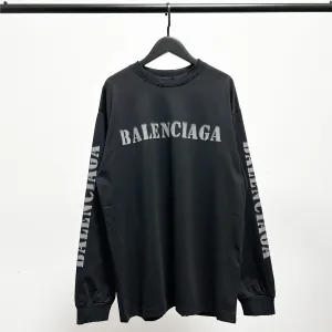 Super Clone Balenciaga Long-Sleeved T-Shirt Red Cotton Pure Autumn Winter Neckline Stitching