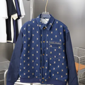 Super Clone Reps Louis Vuitton Long-Sleeved Jacket Red Cotton Pure Denim Embroidery