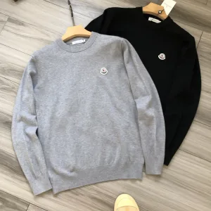 High Quality Designer Monk Sweater Red Wool Cashmere Jacquard Embroidery