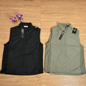 High Quality Luxury Stone Island Vest Green Cotton Down Exquisite Workmanship Street Style Winter Early