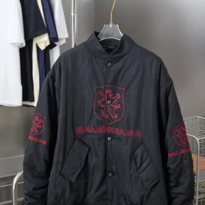 Reps AAA Balenciaga Jacket Red Nylon Fabric Embroidery