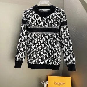 Designer Luxury Dior Sweater Red Wool Jacquard