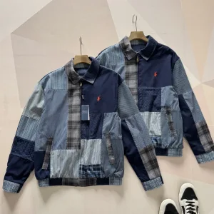 Reps Ralph Lauren Coat Red Denim Spring Summer Patch Side Stripes