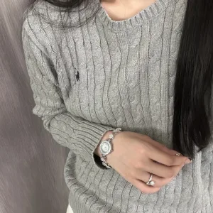 Super Clone Ralph Lauren Overcoat Red Cotton Wool Blend Cable Knit Easy To Match Spring Autumn Winter And