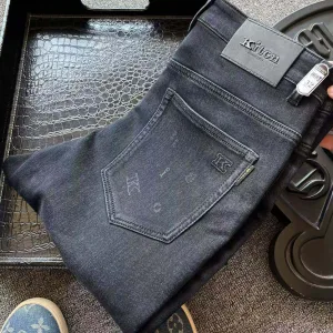 High Quality Kiton Pants Red Cotton Long-Staple Embossed Leather Denim Stretch