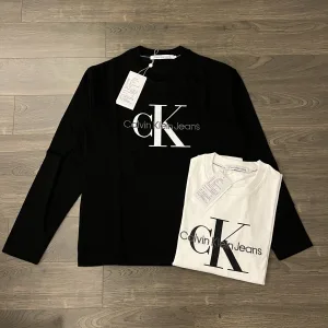 Super Clone Calvin Klein Long-Sleeved T-Shirt Red Cotton Pure Embroidery 3D
