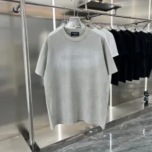 Designer AAA Balenciaga Short-Sleeved T-Shirt Ash Silk Embroidery