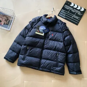 Luxury Super Clone Ralph Lauren Outerwear Red Cotton Pure Duck Down Nylon Relaxed Fit Embroidery