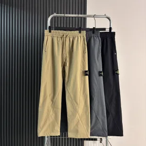 High Quality Designer Stone Island Long Pants Red Fleece Woven Fabric Unrestricted Movement Simple Design Outdoor Autumn Winter And