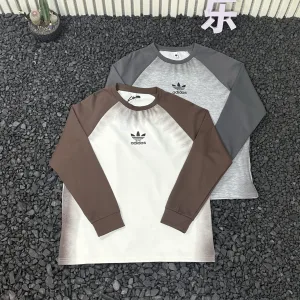 Reps Adidas Long-Sleeved T-Shirt Brown Streetwear Retro And Trendy Sophistication Autumn Winter Early Deep