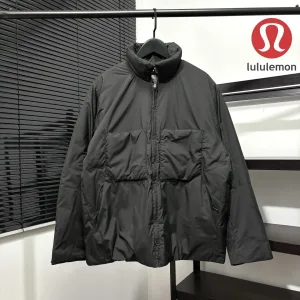 Luxury Reps Lululemon Shirts Red Cotton Silk Feather Down Polyester Nylon Lace Soft And Smooth Winter 3D Cutting Embroidery Patch Zippered Pocket