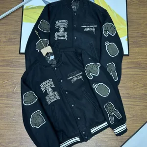 High Quality Stussy Jacket Ash Wool Blend Fine