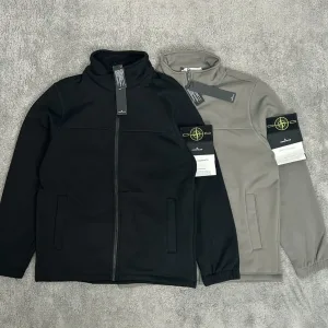 High Quality Stone Island Coat Red Polyester Fleece Ribbed Fabric Exquisite Workmanship Street Style Autumn